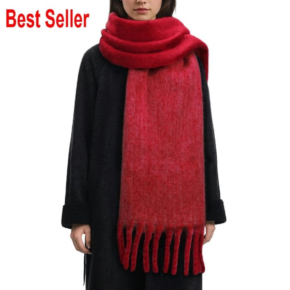 Oversized Chunky Cashmere Scarf Elegant Minimal Winter Warm Soft Gradient